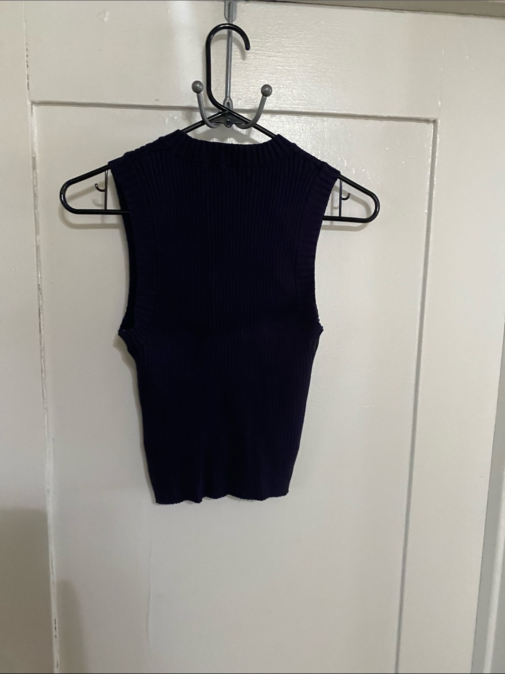 Basic Editions Navy Ribbed Sleeveless Top - Picture 5 of 5